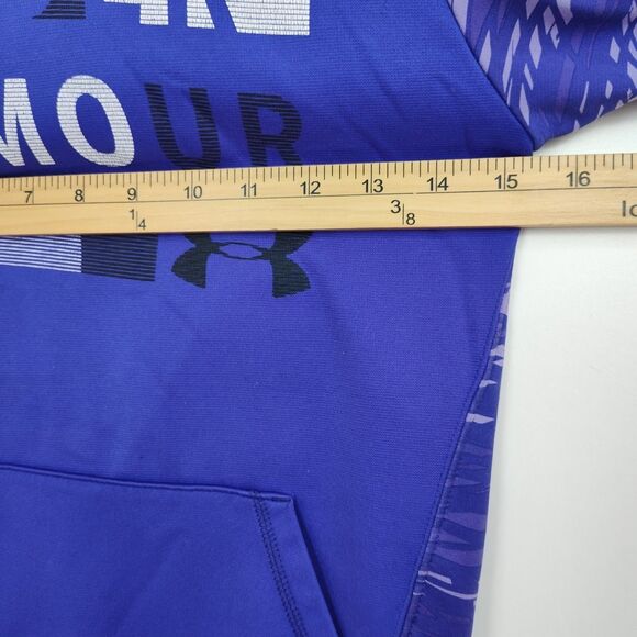 Under Armour Hoodie Sweatshirt Girls Youth M Loose Fit Purple Logo Pockets - Picture 5 of 10